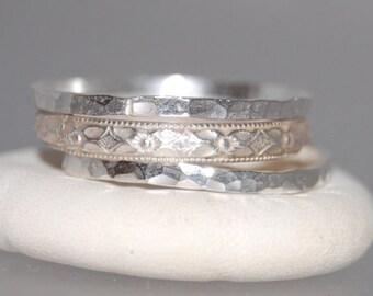 Set of 3 Stacking Rings, Stacking Set Sterling Silver Rings, Sterling Silver Stacking Rings, Silver Stacking Rings, Stacking Ring Set