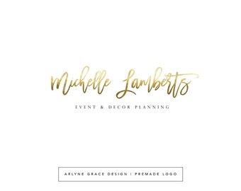 Premade Logo - Predesigned Logo - Photography Logo - Business Logo - Gold Logo - Watercolor Logo - Handwritten Logo - Feminine Logo