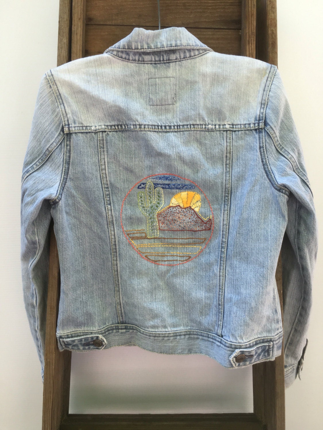 embroidered southwestern denim jacket by savingmyvintageheart