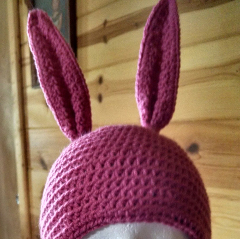 Louise Belcher INSPIRED pink bunny hat by PeacefulSplash on Etsy