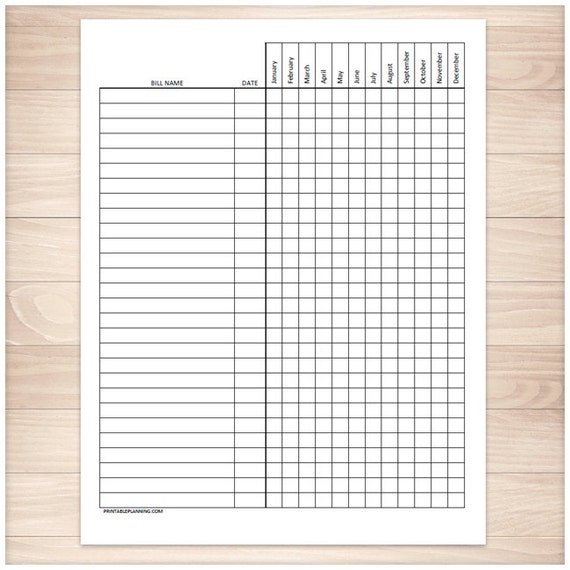 Printable Bill Payment Tracker Log Paying Bills Checklist