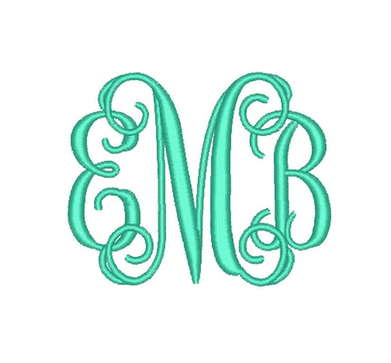 4 Size Vine monogram 3 letters monogram Font by PanwatEmbroidery