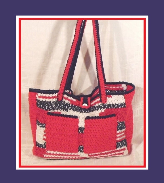 red white and blue tote bag