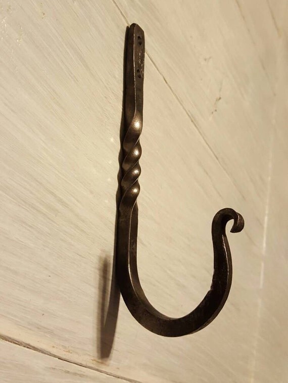 Blacksmith hook wrought iron towel hanger by OakRidgeIronwork