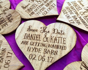 Save The Date Heart - Rustic Wedding Announcement - Save The Date Magnet - Wooden Save The Date - Wedding Announcement - 06STD