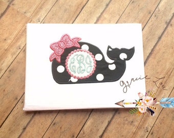 Whale appliqué design, whale embroidery design, whale monogram appliqué design,
