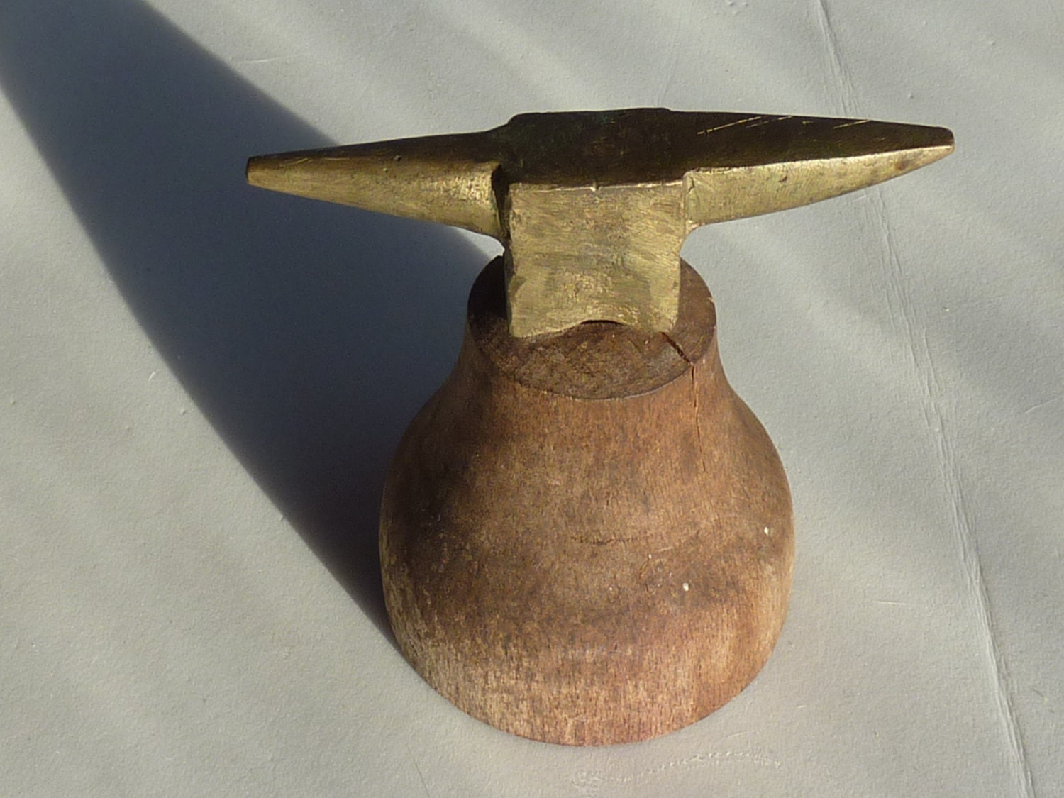 Antique Anvil Brass Anvil on Wooden Plinth Jewelry Watchmaking