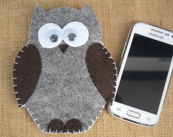 Phone case owl felt hand made cover universal smartphone iphone samsung portacellulare funda etui original gift gufo buho custom case
