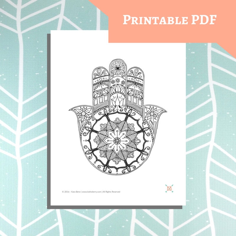 PRINTABLE Hamsa Coloring Page