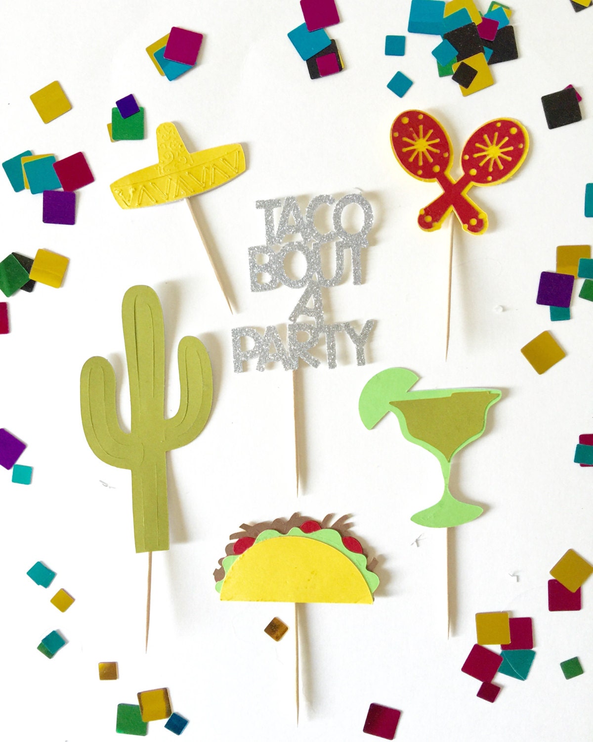 12 Taco Bout a Party Cupcake Toppers // by PARTYniquePAPER on Etsy