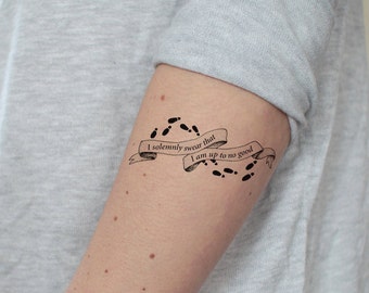 Marauder's Map Tattoo / quote fake tattoo / black and white tattoo / friendship Harry Potter tattoo / hipster temporary tattoo by temp tat