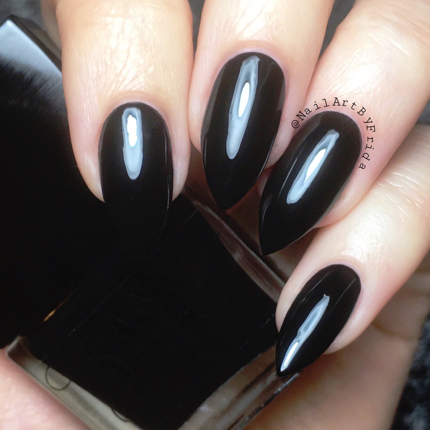 BLACK PEARL Vegan Black Creme Nail Polish Natural Nail