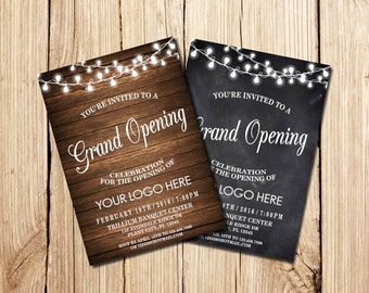 Grand Opening Invitation, Open House, Chalkboard, String Lights, Digital, Grand Opening, Grand Opening Party, Grand Opening celebration