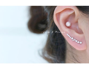 CZ Tiny Stars Ear Climbers, Stars Ear Crawlers-1pair