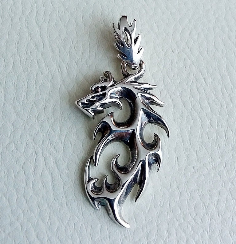 Dragon 925 sterling silver pendant men women gift necklace