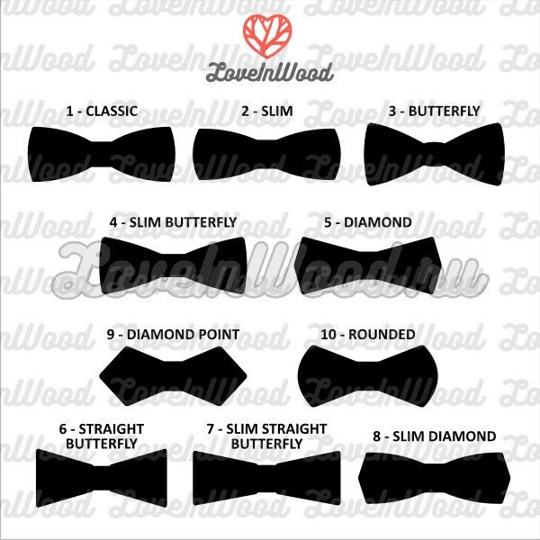Bow tie vector designs set of 10. Wooden Bow tie templates.