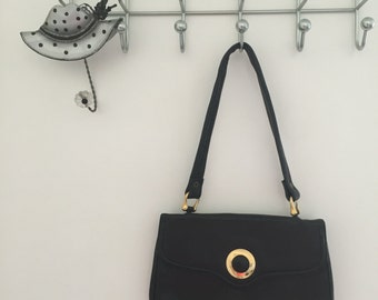 Rich navy vintage handbag with gold detail