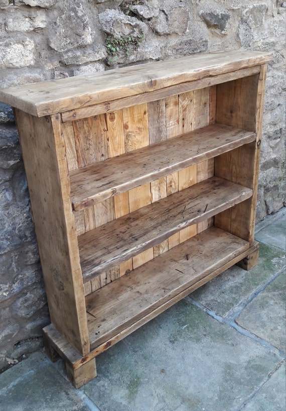 Handmade solid wood bookcase. reclaimed wood shelves rustic