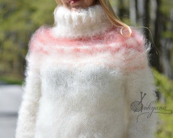 ORDER handmade sweater Icelandic mohair jumper hand knitted pullover fuzzy mohair sweater Icelandic pullover fitted sweater soft sweater S