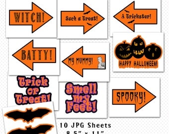 Halloween Photo Booth Props, Halloween Party Decorations, Printables, Halloween Party Printables, Photo Booth Props, Halloween Signs