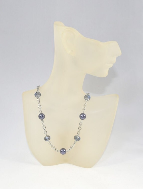 Glass Pearl and Crystal Necklace