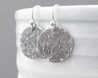 Small Silver Earrings Sterling Silver Jewelry Silver Dangle Earrings Summer Outdoors Bohemian Jewelry Rustic Jewelry - Unique Petites