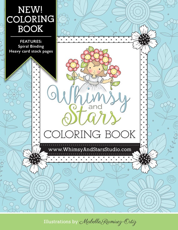 Coloring Book w Spiral Binding by WhimsyAndStarsStudio on Etsy