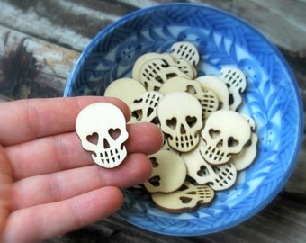 20 . Mini Sugar Skulls . 1 inch Unfinished Wood Skulls . Sugar Skull Wedding Favors . Day of the Dead Dia De Los Muertos . Halloween Decor