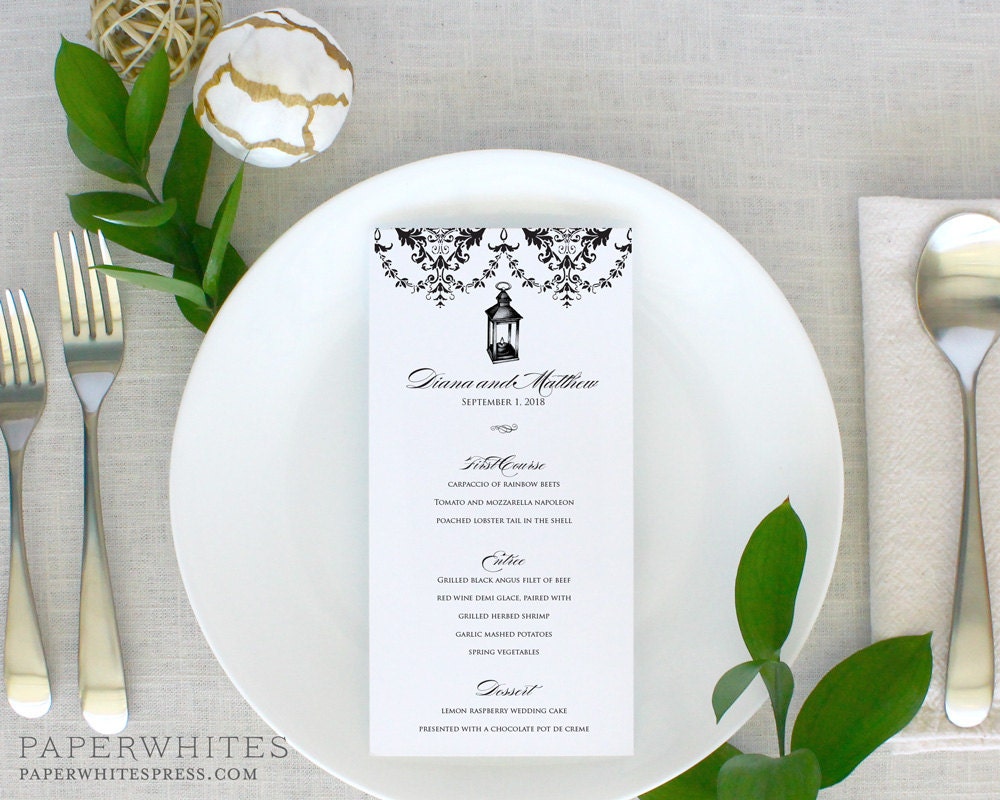 Lantern Wedding Menu Rustic Wedding Menu Cards Rustic