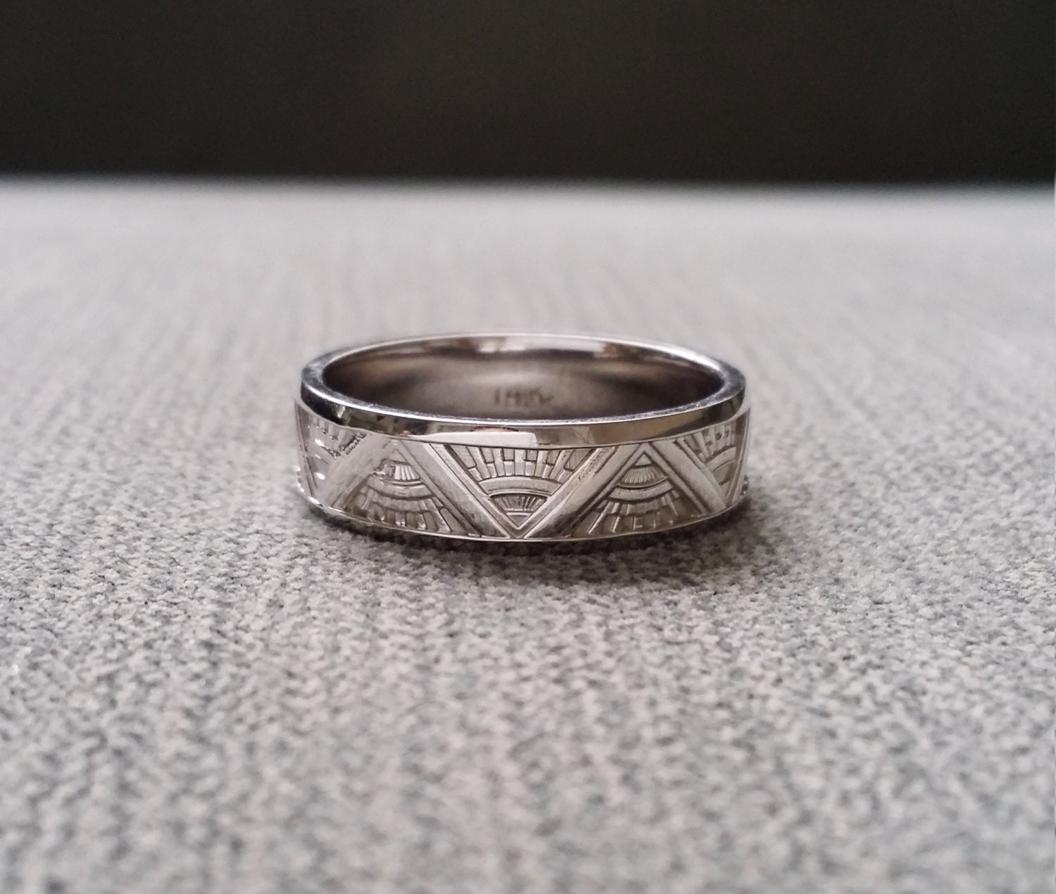 Art Deco Mens Wedding Band Ring Pattern Antique Unique