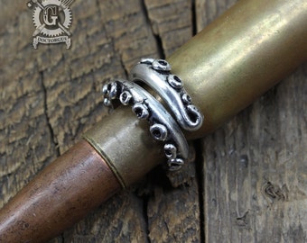 Tentacle Ring - Handmade Artisan Pewter - Octopus Tentacle Ring - Squid Tentacle Ring - Adjustable - Steampunk Cephalopod Jewelry Doctorgus
