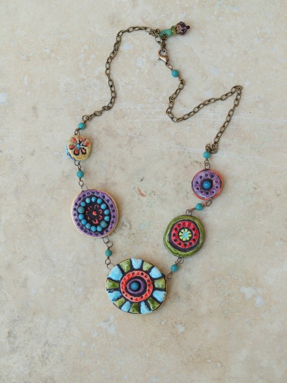 Mosaic Necklace Mosaic Tile Necklace Pottery Necklace
