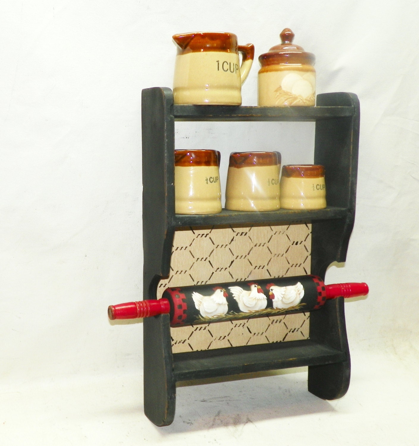 Rolling Pin Holder Shelf Kitchen Decor Primitive by raggedyjan
