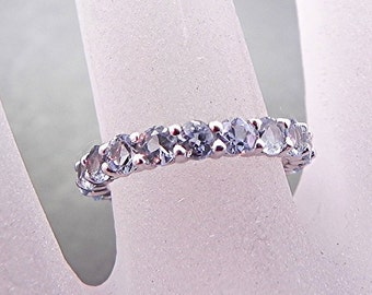 AAAA Blue Aquamarine Eternity band 3.0mm 2.0 Carats in 14K white gold MMM