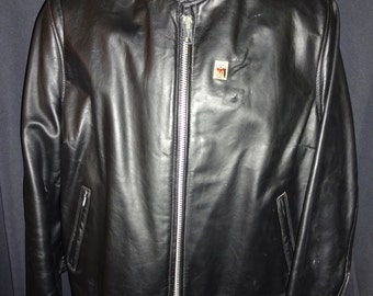 Cool Vintage Black Leather "Cafe Racer" Rockabilly Motorcycle Jacket M/42"