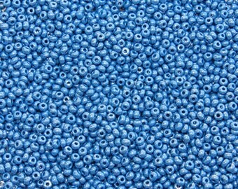 6/0 Opaque Denim Blue Luster Czech Glass Seed Beads 20 Grams (CS56)