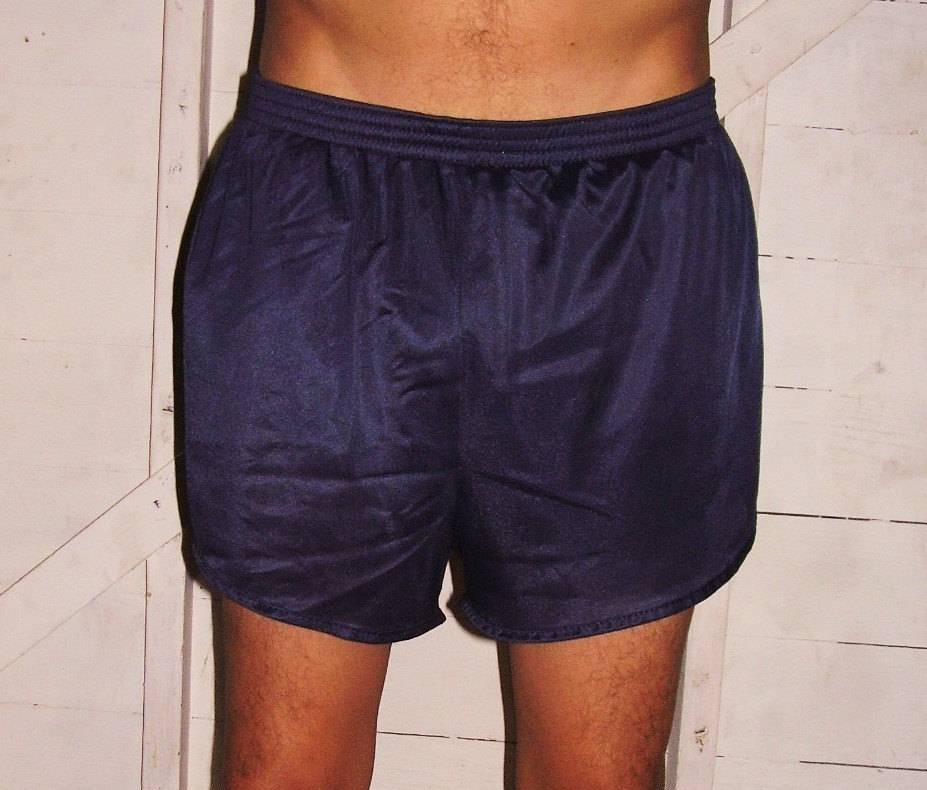 Vintage Dark Navy Blue Nylon Running Shorts 2XL Haute Juice