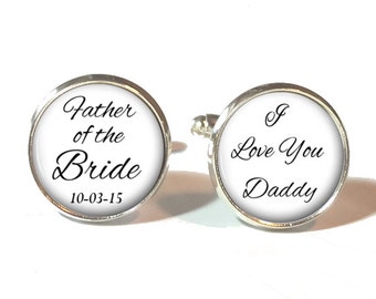 Father of the Bride Cufflinks, Father of the Bride Tie Clip, Wedding Cufflinks, Style 618