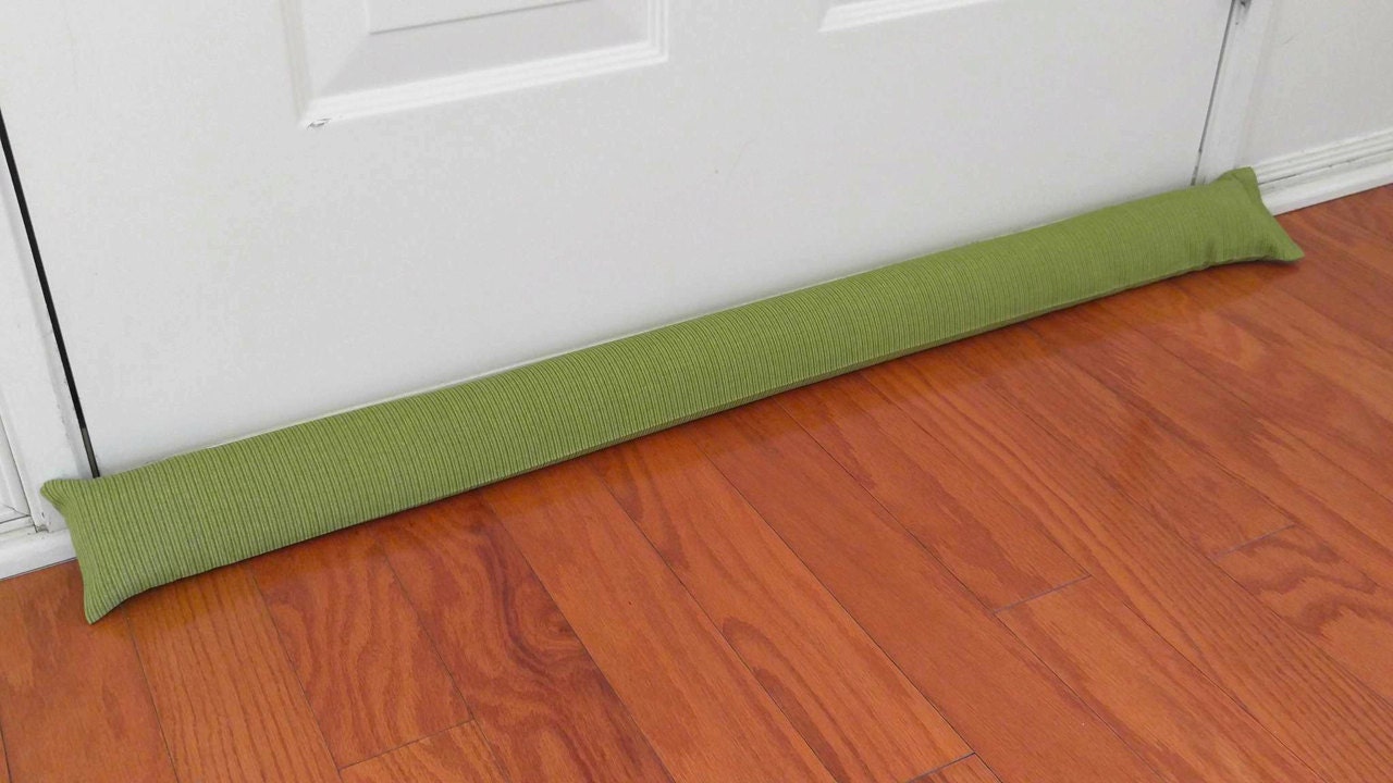 Door Draft Stopper Room to Room Noise Reducer Green Striped