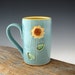 Sunflower Mug in Tuquoise and Yellow - Pottery Mug - Coffee Mug - by DirtKicker Pottery