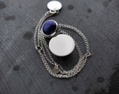 Lapis Lazuli silver pendant in solid silver ball necklace