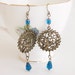bronze chandelier earrings, cobalt blue swallow jewelry, bird earrings, bohemian chandelier niobium earrings