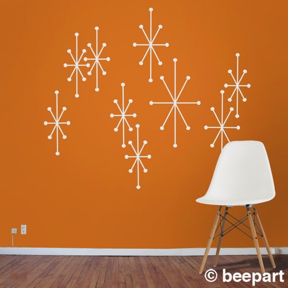 atomic starbursts vinyl wall decals mid century modern retro