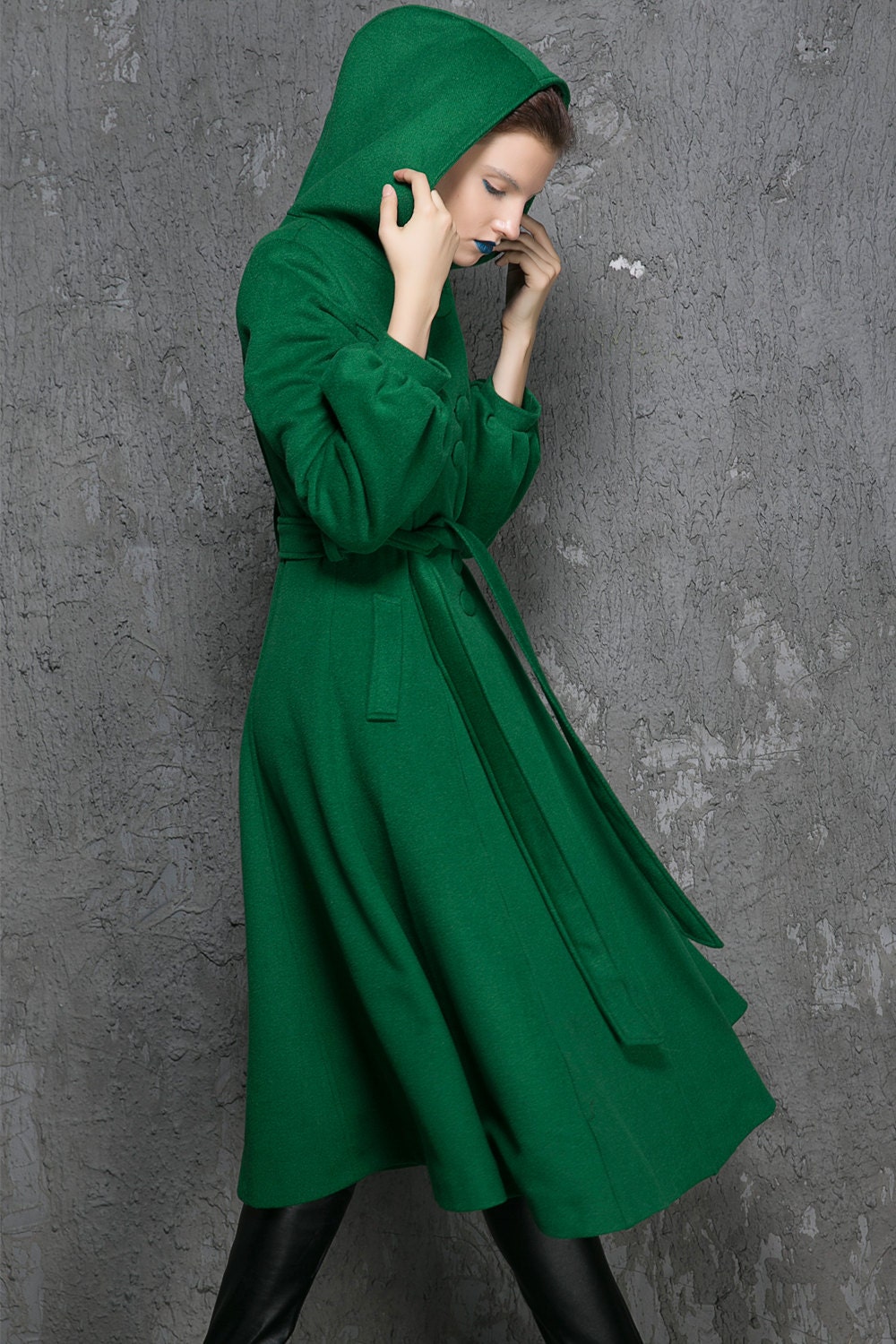 Winter Coat women Coats Green Wool Coat womens coats Green