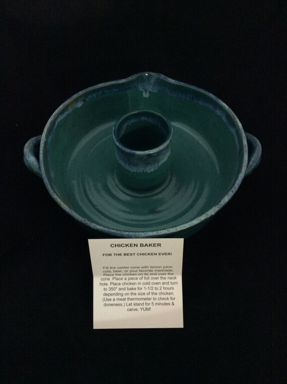 Chicken Baker/ Handmade/ Teal Glaze
