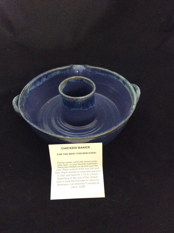 Chicken Baker/ Handmade/ Deep Sea Blue Glaze