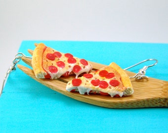 Pizza Earrings Food Jewelry MADE TO ORDER Pepperoni Pizza Earrings Food Earrings