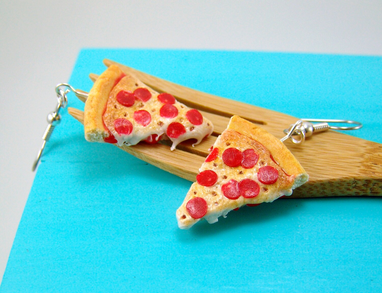 Pizza Earrings Food Jewelry MADE TO ORDER Pepperoni Pizza