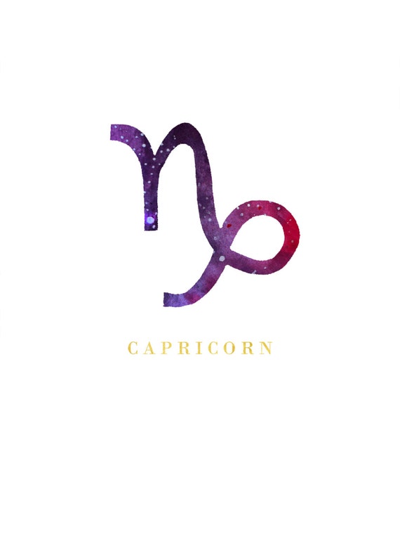 Capricorn Zodiac Symbol Watercolour Illustration Star Sign