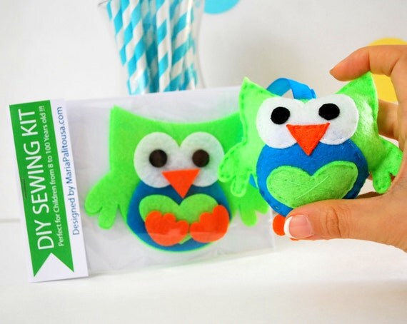 Felt Owl Sewing Kit, Owl Ornament, Felt Hand-Sewing Kit with PreCut Felt, Craft Felt Sewing Kit, Kid Sewing Kit, READY TO SHIP A793 Il_570xn